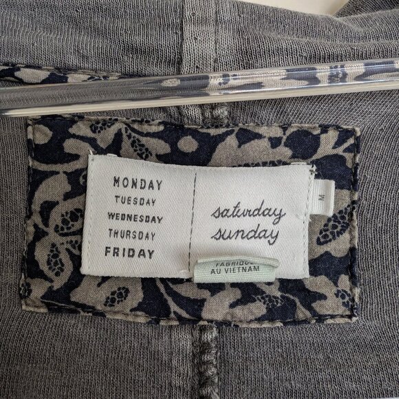 Anthropology Saturday Sunday Open Front Cardigan w/ Pockets Gray Green Sz Medium - Picture 2 of 8